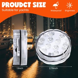 Retisee 8 Sets Boat Marine Waterproof LED Lights Battery Operated Punk Submersible Boat Interior Lights with Remote for Deck Fishing Courtesy, RGB Multicolor Changing