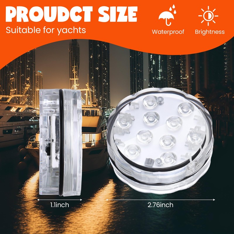 Retisee 8 Sets Boat Marine Waterproof LED Lights Battery Operated