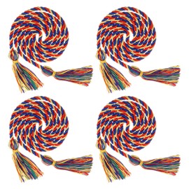 sourcing map 4Pcs Graduation Honor Cord 67" with Tassel Polyester Braided Honor Cord Graduation Ropes for Graduation Party Ceremonies Graduates (Blue/Red/Yellow)