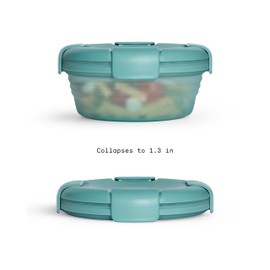 STOJO Collapsible Bowl - Translucent Eucalyptus, 36oz - Reusable Silicone Bowl for Hot and Cold Food - Perfect for Travel, Meal Prep, To-Go Lunch, Camping & Hiking - Microwave & Dishwasher Safe