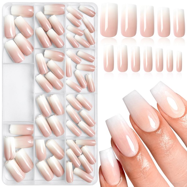AddFavor 240pc Ombre Press on Nails Long Square, Acrylic Fake