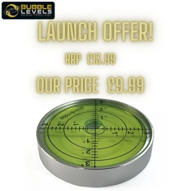 Bubble Levels | Large Aluminium Precision Bullseye Spirit Level | 60mm Diameter, Degrees, Circular, Surface Level - Metal Housing, Bulls Eye Level for Caravans (Supplied in a Gift Box)