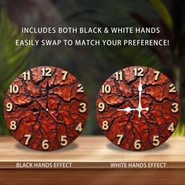Rustic Wooden Wall Clock Crackled Texture Design Home Decor 10-Inch Wooden Wall Clock, Silent Movement, Battery Operated (AA Batteries Not Included), Artistic Home Decor, Perfect for Home Accents