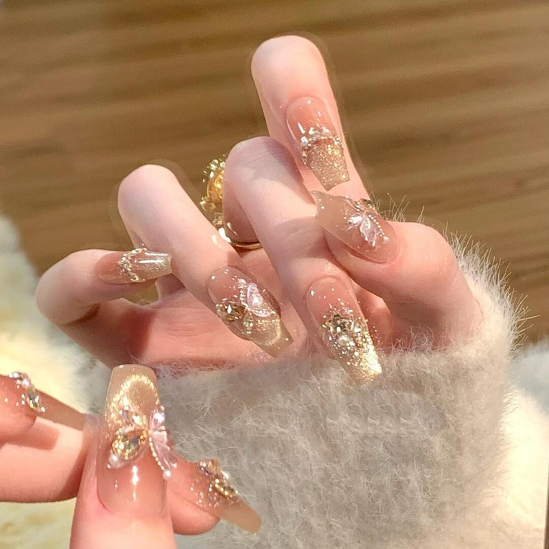 Sheepyo Nail Tips, Long, Pink, Handmade, Press-On, Longer, Cute, False