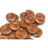 15 Elegant Wooden Buttons 25 mm Brown 4-Hole Round Button