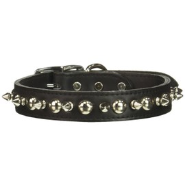 OmniPet Signature Leather Pet Collar with Spike and Stud Ornaments, Black, 1 by 22"