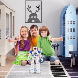 Remote Control Robot for Kids, Intelligent Programmable Robot with Infrared Controller Toys, Dancing, Singing, Moonwalking and LED Eyes, Gesture Sensing Robot Kit for Childrens Entertainment - Color: Blue