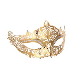 Masquerade Mask for Women Metal Mask Shiny Rhinestone Venetian Party Evening Prom Ball Mask Bar Costumes Accessory (Owl Gold)