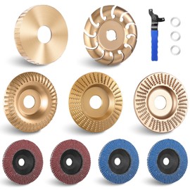 10PCS Wood Carving Disc Set for 4" & 4-1/2" Angle Grinder, Includes Grinding, Shaping & Sanding Discs with 5/8" Arbor for Woodworking & DIY Projects