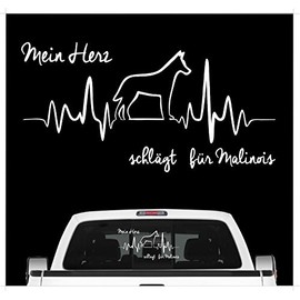 siviwonder Malinois Belgian Mali Sticker Car Heart Heartbeat Dog Sticker Dog Foil Colour White Size 20 cm