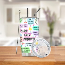 Nurse Gifts For Women, 20 Oz Nurse Daily Affirmations Tumbler Cup, LPN RN Gifts for Nurses, Nurse Appreciation Gifts, Nurse Practitioner, Nursing School Graduate Birthday Christmas Gifts for Nurse