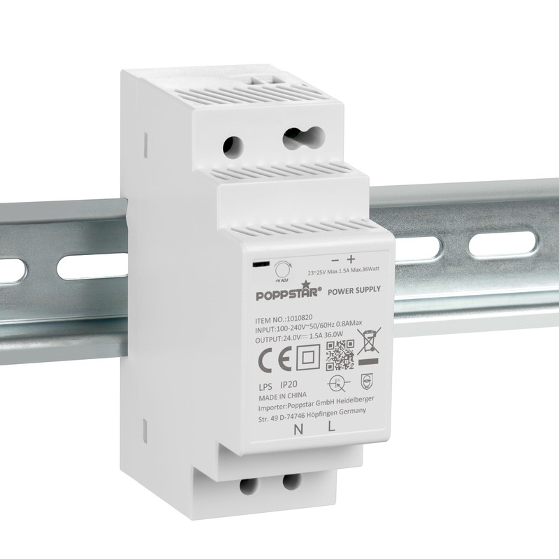 Poppstar 24V Transformer DIN Rail output 24 V DC 1.5