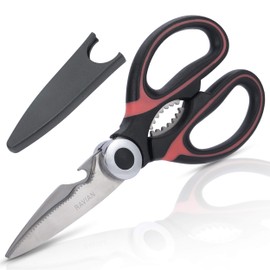 Ravian Kitchen Scissor Heavy Duty Shears with PP Cover Multifunctional Dishwasher Safe Stainless- Steel Sharp Scissor for Poultry, Fish, Meat, Vegetables, Herbs, BBQ, Flowers, Nuts