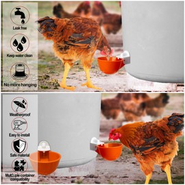 Automatic Chicken Waterer Cups, 6-Pack No Waste Poultry Watering System for Chickens Ducks Geese Turkeys, Easy Mount Outdoor Garden Coop Accessory