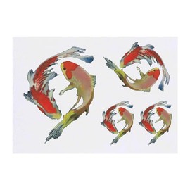 Azeeda 4 x 'Koifisch' Temporäre Tattoos - Wasserfest, Hautfreundlich & Ungiftig · Transfers in Verschiedenen Größen (TO00065264)