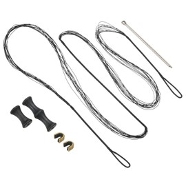 PATIKIL 58.3 Inch Bow String Replacement, Archery Bowstrings Accessories 12 Strands Bowstring with Finger Guard & 2 Brass Nock Points for Traditional Recurve Longbow, Black