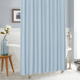 MitoVilla Blue Shower Curtain 72 x 78, Long Waffle Fabric Shower Curtains for Modern Luxury Bathroom Decor, Heavy Duty Hotel Cloth Shower Curtains 78 inch Long, Fog Blue