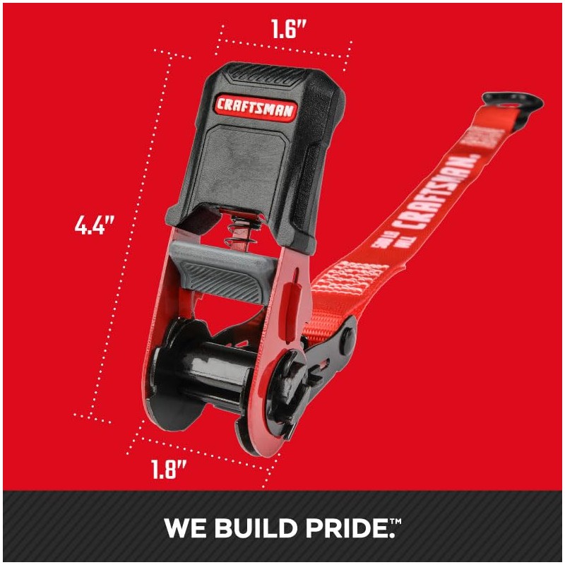 CRAFTSMAN CMXAZBS15004 Black/Red 1" x 12' Ratchet Tie Down Straps