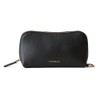 Hazel Cosmetic Case, Leather, Oblong Pouch, Black