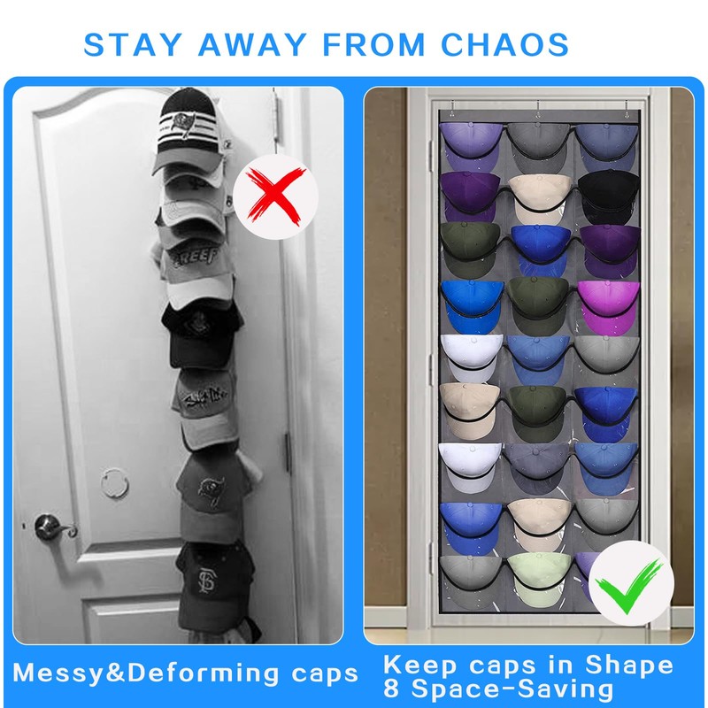 qimeyu Baseball Cap Door Organizer, Grey