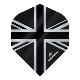 Mission Darts Alliance Flights | Extra Strong Premium UV Flights | Union Jack Standard Shape 150 Micron, Black, 10 Sets of 3 Flights (10XF3133)