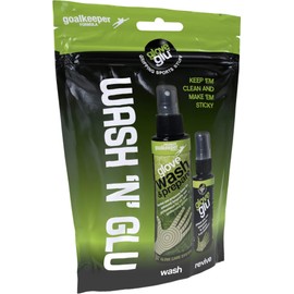 gloveglu "Wash 'N' Glu Goalkeeper Glove Spray Bundle. Contains 120ml Premium Goalkeeper Glove Wash & Prepare Wash 50ml Original Goalkeeper Grip Spray