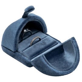 Giftop Velvet Ring Box 2 Slots Wedding Ring Display Holder Box Jewelry Ring Gift Case for Wedding Ceremony Proposal Engagement (Light Ocean Blue)