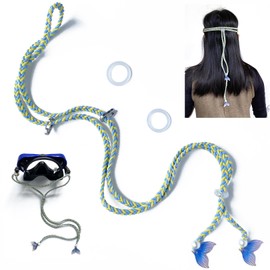 SISYOUP Scuba Mask Strap, Elastic Braided Bungee Rope Mask Straps Replacement for Diving & Snorkel Glasses, Swimming Goggles, Scuba Diving Accessories Gifts for Women & Girls (Only Strap,Yellow/Blue)