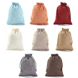 YoungJewl 48pcs 8Colors Mixed Small Burlap Gift Bags with Drawstring Jewelry Pouches for Wedding Favors Birthday Party Christmas DIY Craft Home Supplies(3.93x5.51inch)