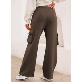 Aleumdr Womens Drawstring Cargo Pants 2025 Fall Trendy Casual Wide Leg Cotton Joggers Sweatpants Sports Lounge Pants with Pockets Coffee Medium