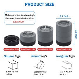 ANNKUT Furniture Risers 1 inch，Round Bed Risers Heavy Duty for Chair Table and Desk Legs Elevation, Bed Lifts Risers(Pack of 4 Riser,Gray)