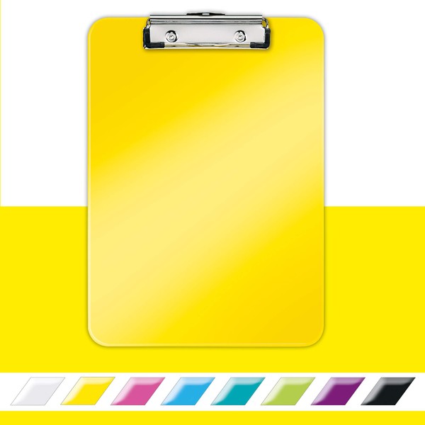 Leitz 39710016 A4 Clipboard, Rigid Plastic, Wow Range, Yellow