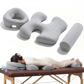 Face Down Massage Pillow and Breast Pillow Set for A-B Cup Size, Light Gray