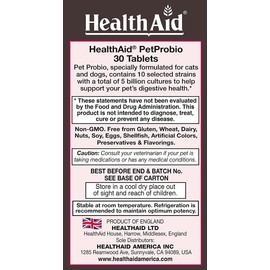 HealthAid PetProbio, 5 Billion with Probiotic, 10 Strains, 30ct, Once Daily for Cats and Dogs, Helps with Pet’s Digestive Health, Natural Beef, Liver, & Bacon Flavor