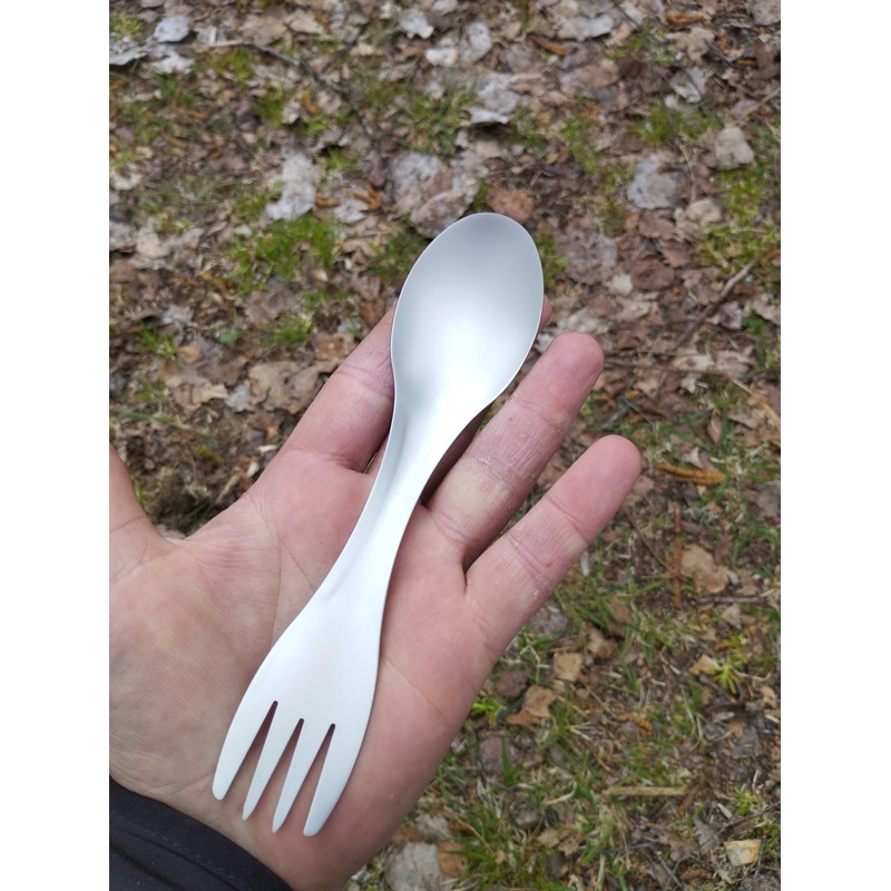Spork Silver Titanium Outdoor Spork Cutlery Fork Spoon with Nylon