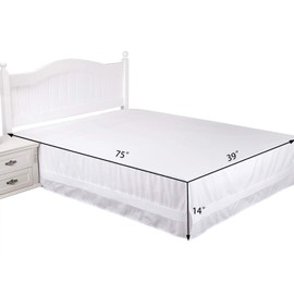 Valea Home Bed Skirt with Split Corners Durable Elegant Luxury Dust Ruffle with Pin Tucking 14 inch Tailored Drop, Twin, White