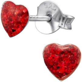 JAYARE Girls' Heart Earrings 925 Sterling Silver Children's Stud Earrings, Sterling Silver