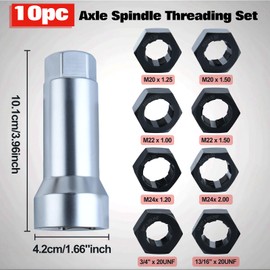 SPEEDWOX 10pc Axle Spindle Threading Set Axle Thread Repair Kit with 8 Dies 1-1/16" Extension Bar Axle Spindle Thread Chaser Set Thread Rethreading Restorer Tool with M20 M22 M24 & 13/16" 3/4" UNEF