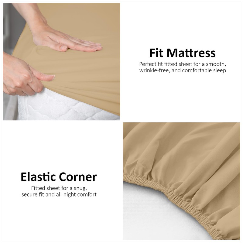 Microfiber Fitted Sheet Double - Plain Bed Sheets - Deep
