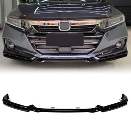 Rolling Gears Front Lip Spoiler Compatible with 2021-2022 Honda Accord 10th Gen Front Bumper Lip Spoiler, Gloss Black 5-Piece Turbo Design Body Kit