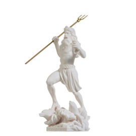 Poseidon Greek God of the Sea with Trident Statue Figure Alabaster 23 cm
