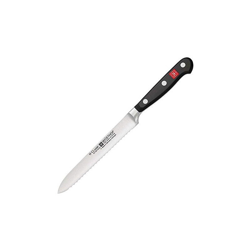WÜSTHOF Classic 5" Serrated Utility Knife, Black