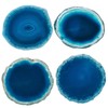 BENECREAT 4Pcs Small Blue Agate Coasters, 6-7.5cm Round Dyed Sliced