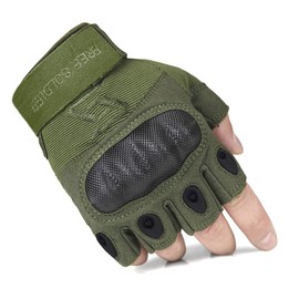 FREE SOLDIER Gloves for Men Full Finger Fingerless Gloves for Work Gardening Cycling Motocycle Hiking Riding Climbing(Green Fingerless X-Large)