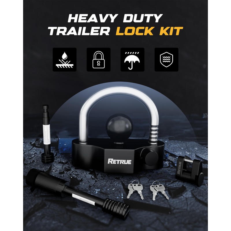 RETRUE Heavy-Duty Keyed-Alike Trailer Lock Set - Universal Coupler, Dual