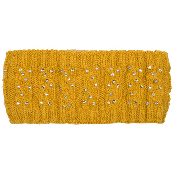 styleBREAKER Women Browband with Plait Pattern and Rhinestones, Soft Fleece