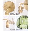 Shenmoyl Vintage Battery Operated Wall Sconce with Green Tulip Glass