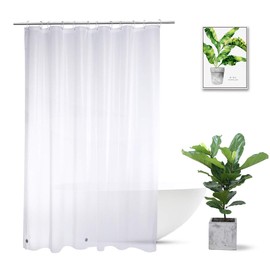 Short Shower Curtain Liner 72 x 65 Inch, Waterproof Frosted Plastic Shower Liner with Rustproof Metal Grommets and 3 Weights for Bathroom