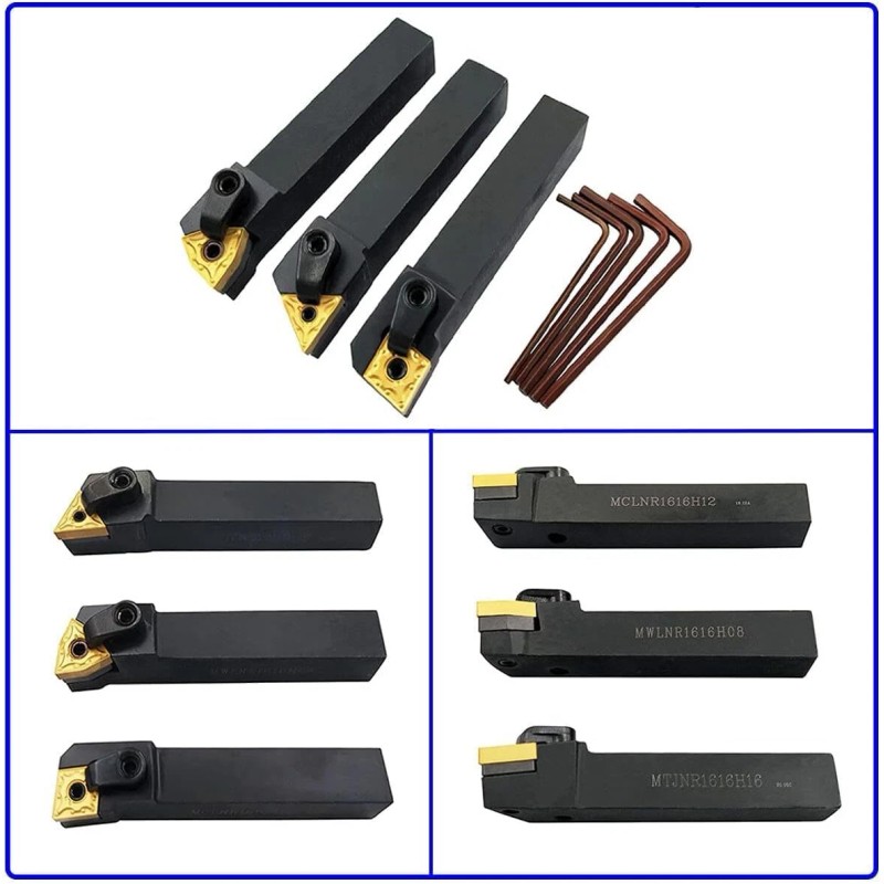 CK-CNC 3Pcs Indexable Carbide Turning Tool Holder Inserts Set For