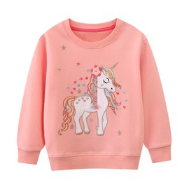 Little Hand Toddler Girls Unicorn Jumpers Cotton Long Sleeve Girls Casual Sweatshirt Top Kids Outfit Children Pullover Age 6-7 Year